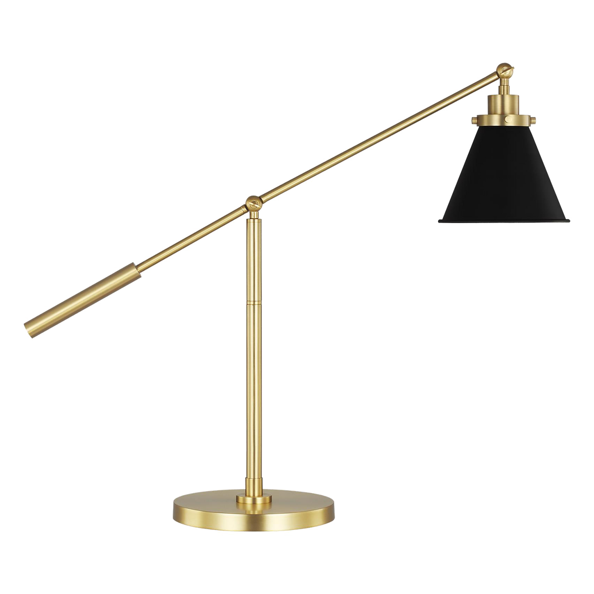 Visual Comfort Studio Wellfleet Desk Lamp in Matte White And Burnished Brass  by Chapman & Myers 