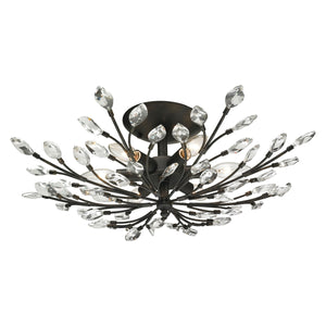 Crystal Branches 24" Wide 6-Light Semi Flush Mount