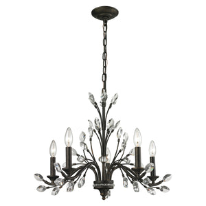 Crystal Branches 25" Wide 5-Light Chandelier