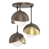 Brooklyn 3-Light Double Shade Semi-Flush