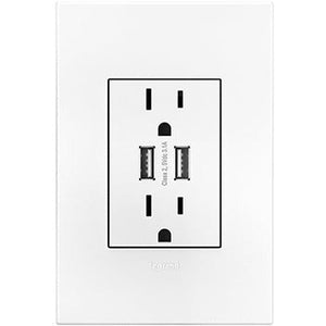 Dual USB Plus-Size Outlet Combo with Matching Wall Plate