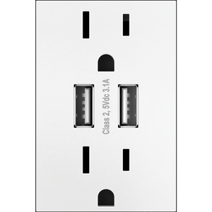 Dual USB Plus-Size Outlet Combo with Matching Wall Plate