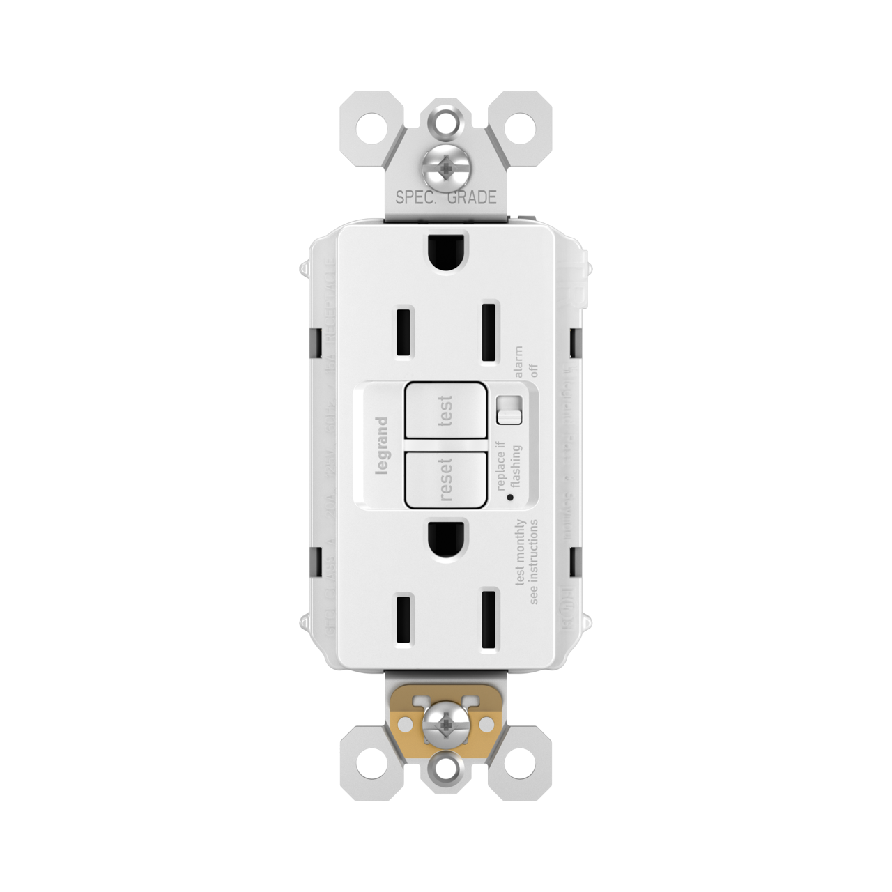 radiant 15A Tamper-Resistant Self-Test GFCI Outlet with Audible Alarm