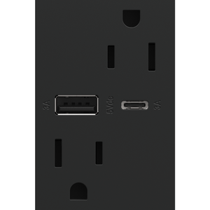 Adorne 15A Tamper-Resistant Ultra-Fast USB Type A/C Outlet
