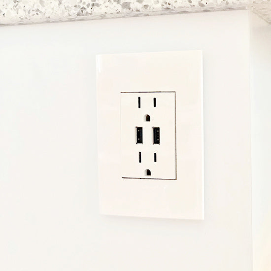 Dual USB Plus-Size Outlet Combo with Matching Wall Plate