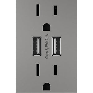 Dual USB Plus-Size Outlet Combo with Matching Wall Plate