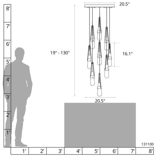 Link 9-Light Blown Glass Pendant