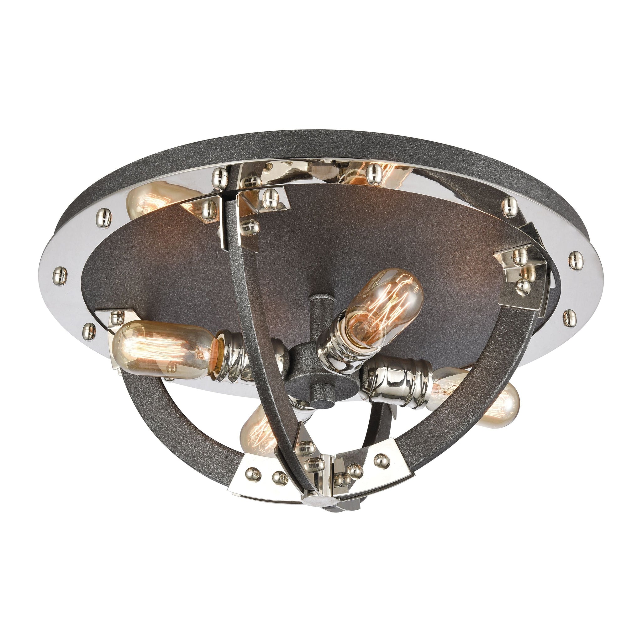 Riveted Plate 19" Wide 4-Light Flush Mount