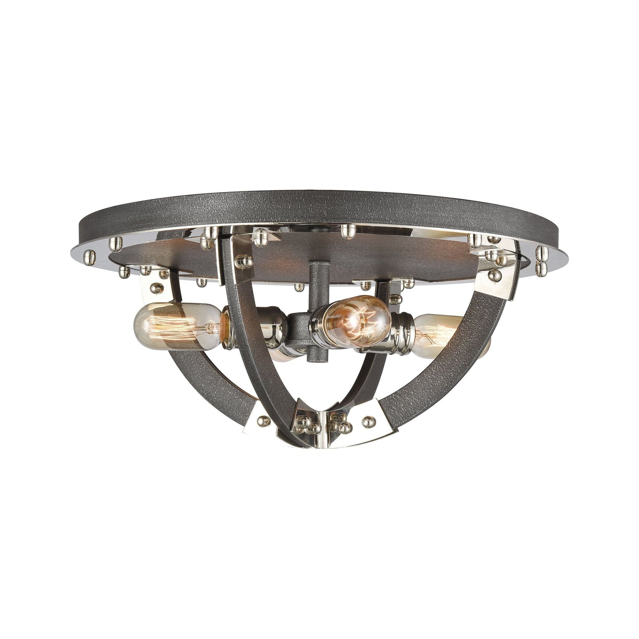 Riveted Plate 19" Wide 4-Light Flush Mount