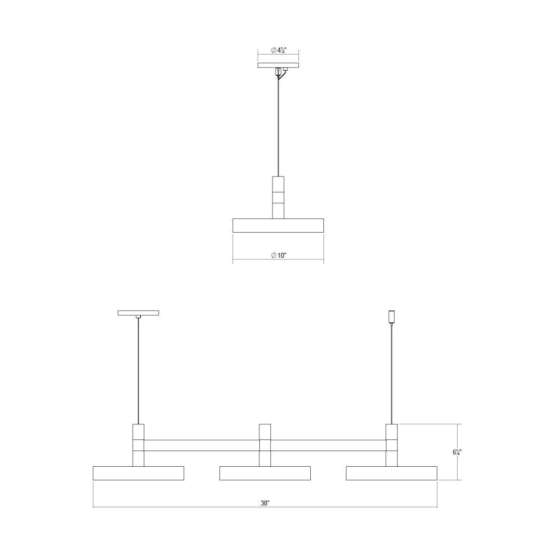 Systema Staccato 3-Light Linear Pendant with Pan Shades