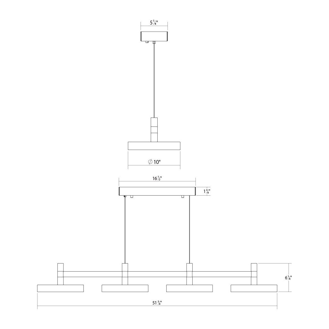 Systema Staccato 4-Light Linear Pendant with Pan Shades