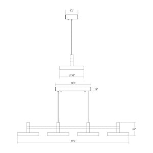 Systema Staccato 4-Light Linear Pendant with Pan Shades