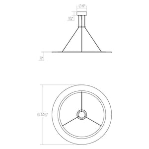 Arctic Rings 30" Single LED Ring Pendant