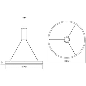 Double Corona 32" LED Ring Pendant (with 20' Cords)