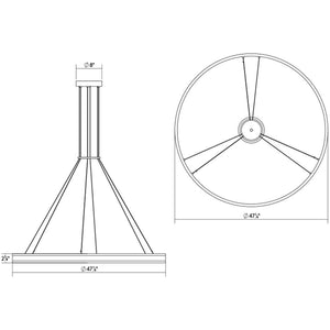 Double Corona 48" LED Ring Pendant (with 20' Cords)