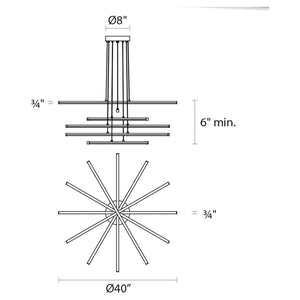 Stix 6-Arm LED Pendant (with 20' Cord)