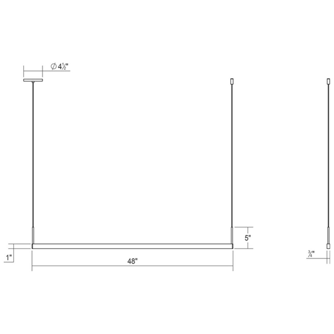 Thin-Line 4' One-Sided LED Pendant (with 20' Cords)