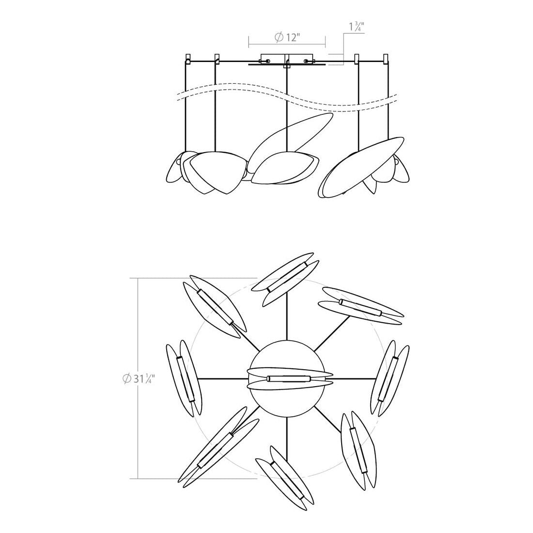 Papillons 9-Light Swag LED Chandelier