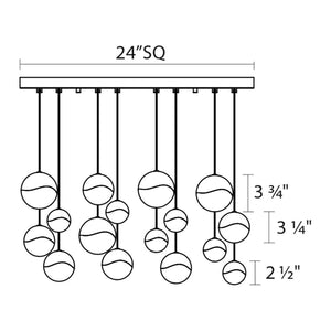 Grapes 16-Light Square Assorted LED Pendant