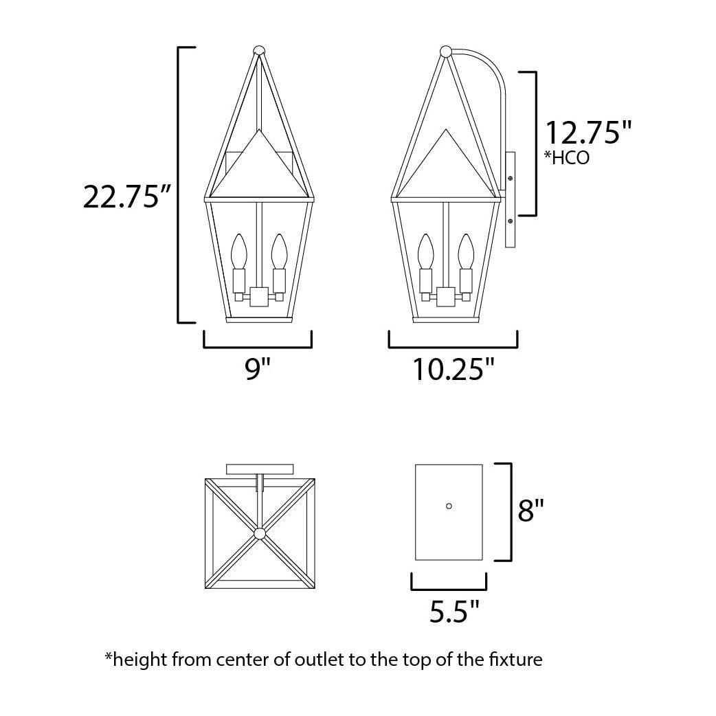 Bavaria 2-Light Large Outdoor Wall Sconce