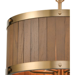 Wooden Barrel 19" Wide 6-Light Chandelier