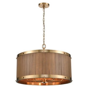 Wooden Barrel 25" Wide 6-Light Chandelier