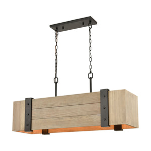 Wooden Crate 40" Wide 5-Light Linear Chandelier