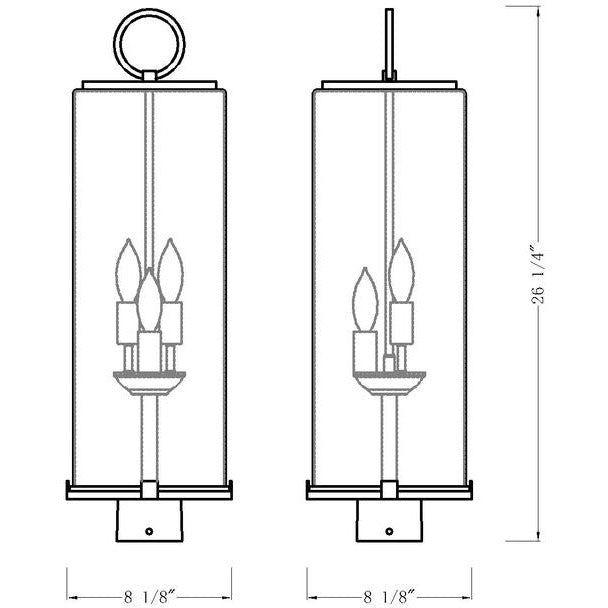 Sana 3-Light Outdoor Post Light