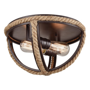 Natural Rope 13" Wide 2-Light Flush Mount