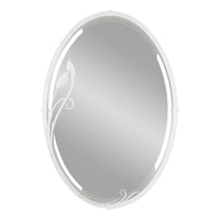 Beveled Oval Mirror with Leaf