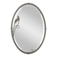 Beveled Oval Mirror with Leaf