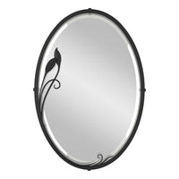 Beveled Oval Mirror with Leaf