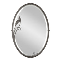 Beveled Oval Mirror with Leaf