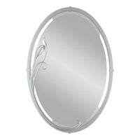 Beveled Oval Mirror with Leaf