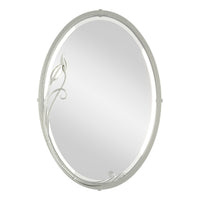 Beveled Oval Mirror with Leaf