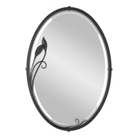 Beveled Oval Mirror with Leaf