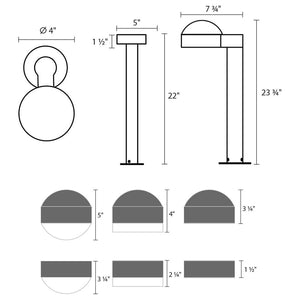 REALS 22" LED Bollard with Dome Cap and Cylinder Lens