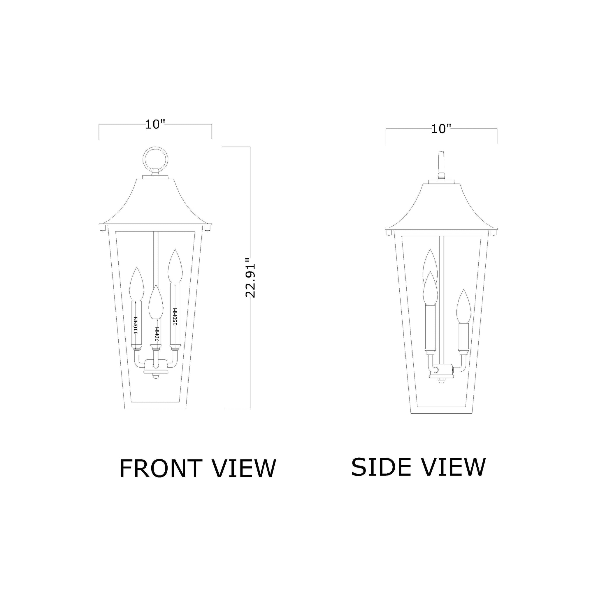 Gannon 3-Light Outdoor Chain Mount Ceiling Fixture