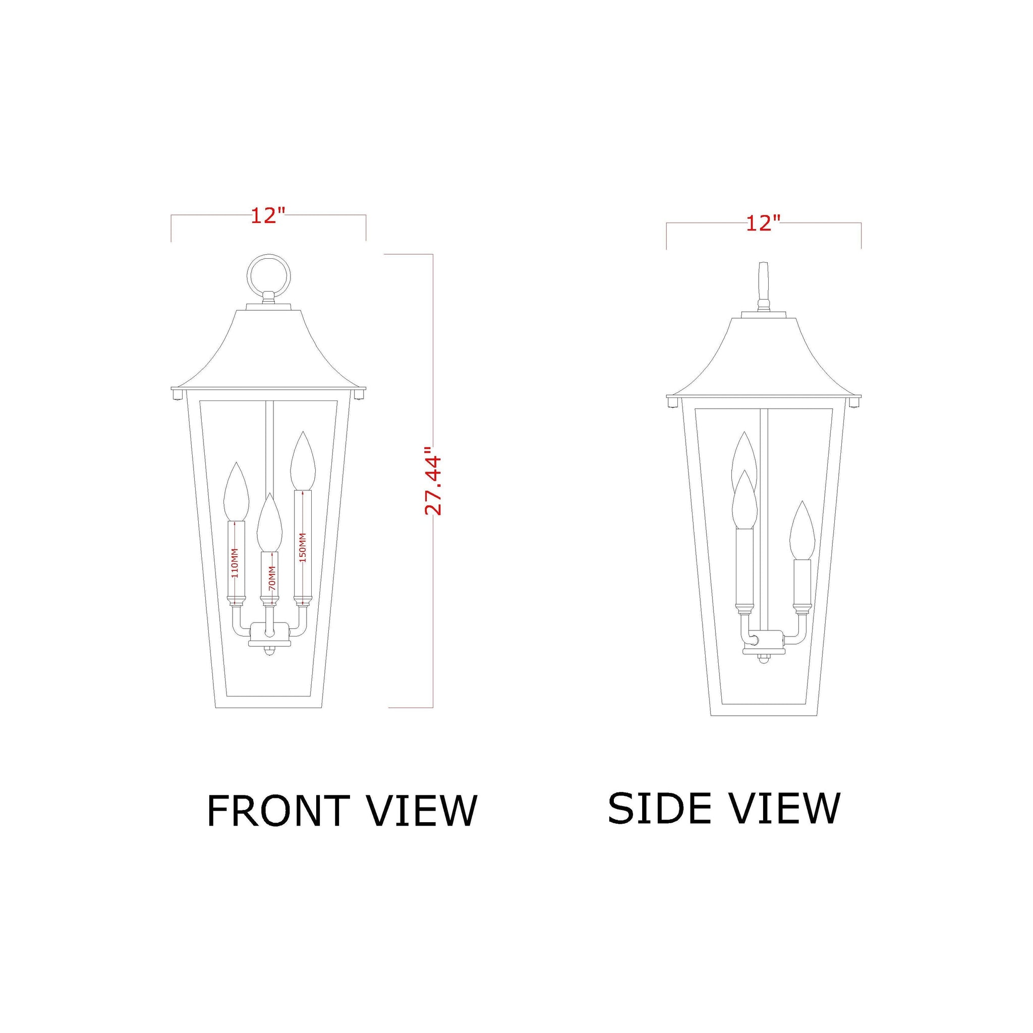 Gannon 3-Light Outdoor Chain Mount Ceiling Fixture