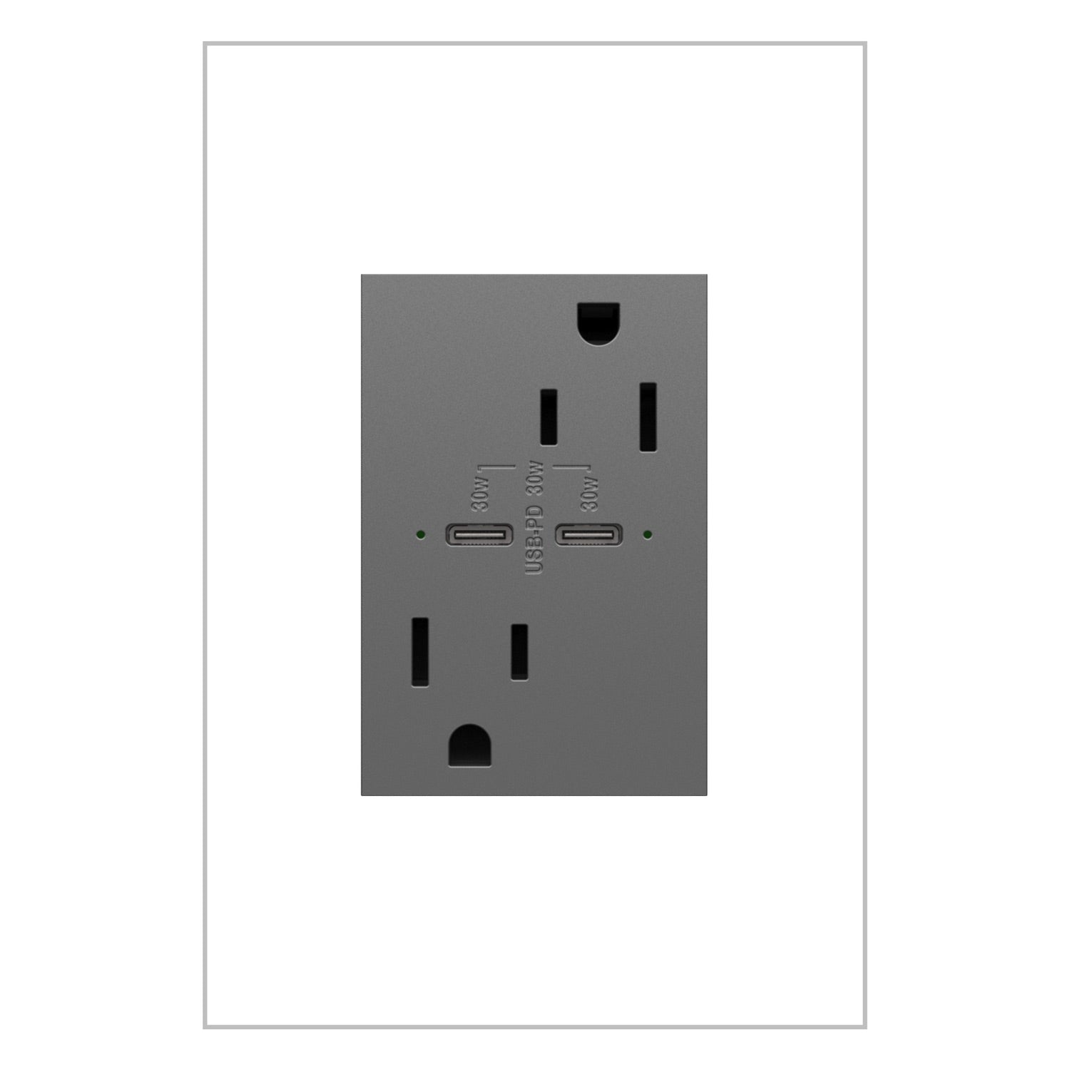 Adorne 15A Tamper-Resistant Ultra-Fast Plus Power Delivery USB Type C/C Outlet