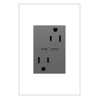 Adorne 15A Tamper-Resistant Ultra-Fast Plus Power Delivery USB Type C/C Outlet