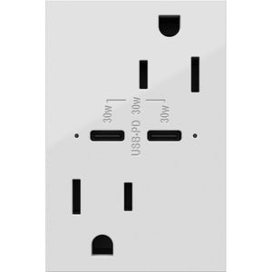 Adorne 15A Tamper-Resistant Ultra-Fast Plus Power Delivery USB Type C/C Outlet