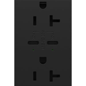 Adorne 20A Tamper-Resistant Ultra-Fast Plus Power Delivery USB Type C/C Outlet