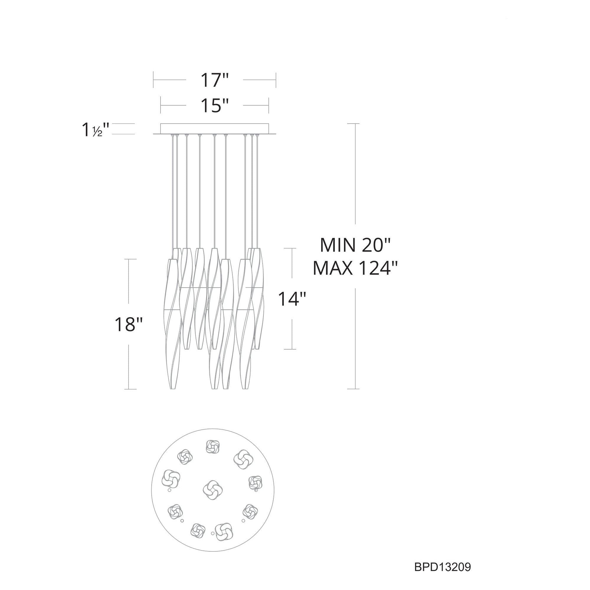 Kindjal 9-Light LED Multi-Light Pendant