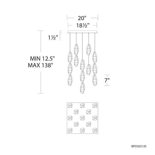 Martini 13-Light Multi-Light Square Pendant