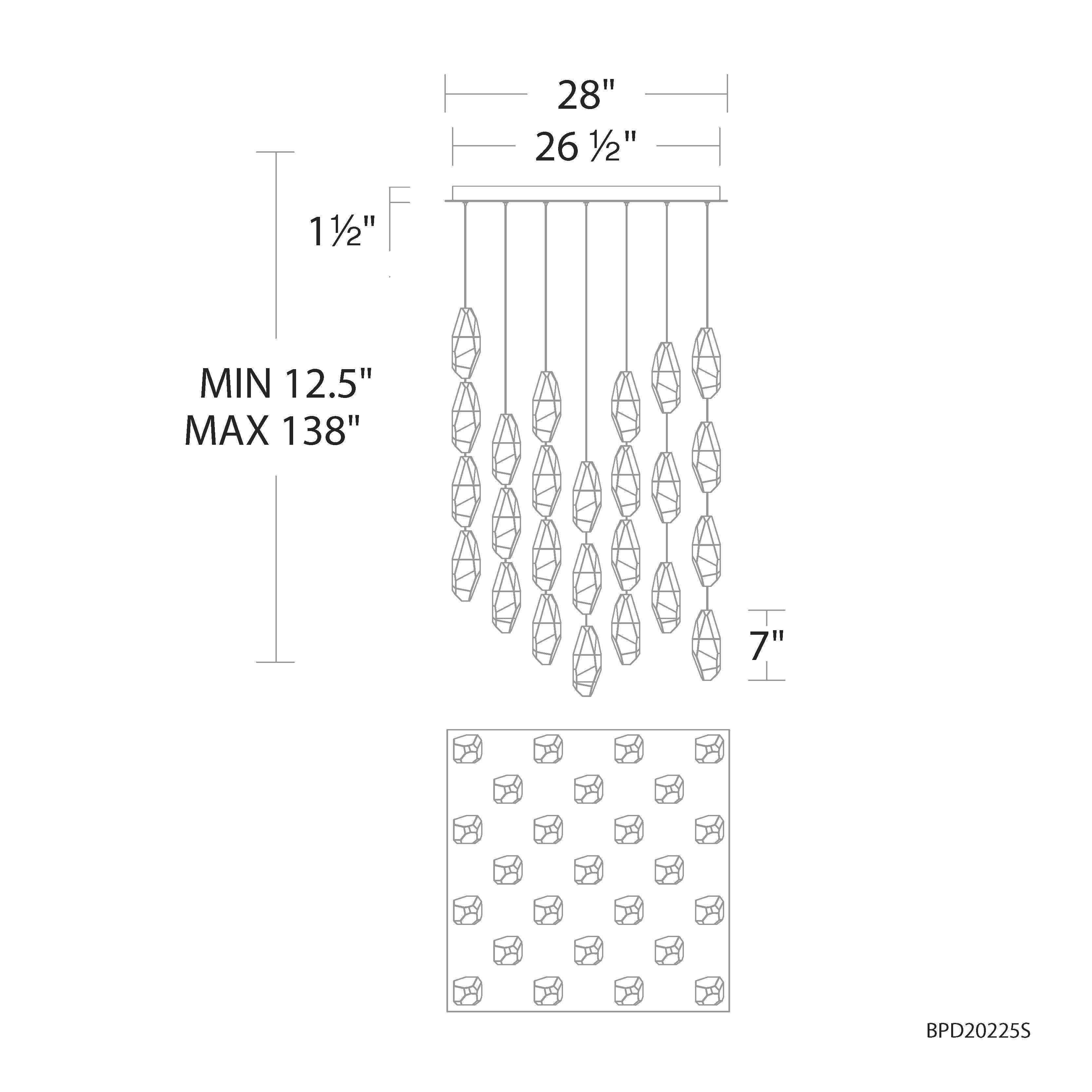 Martini 25-Light Multi-Light Square Pendant