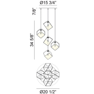 Cube 5-Light 19.9" Chandelier