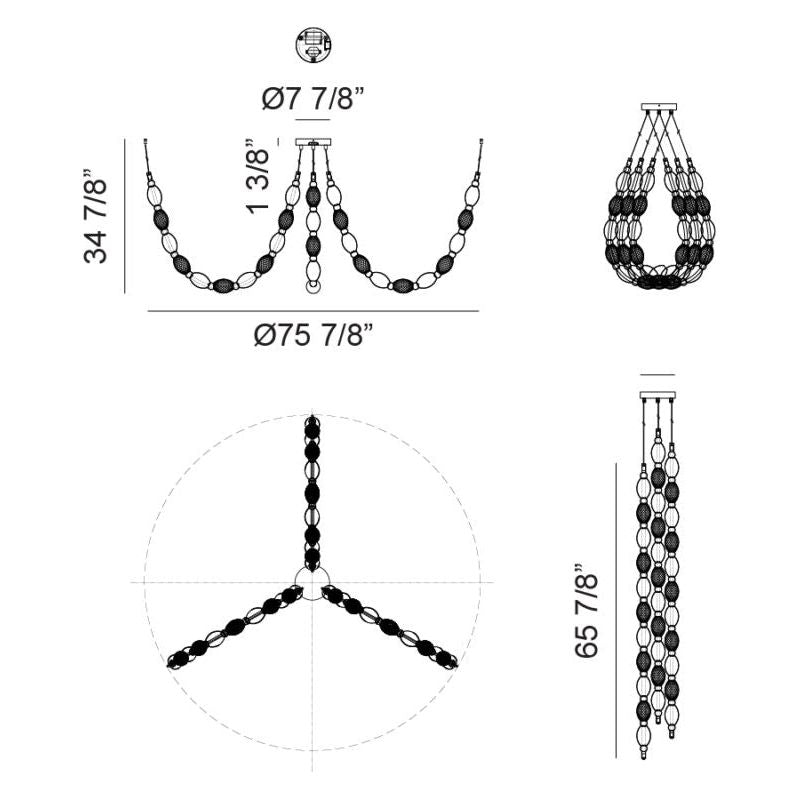 Tentacles 65.91" 3-Light Pendant