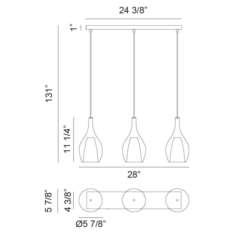 Jericho 28" 3-Light Pendant