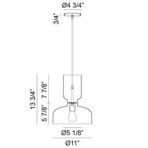 Pedestal 1-Light 11.02" Bottom & 5.1" Top Pendant